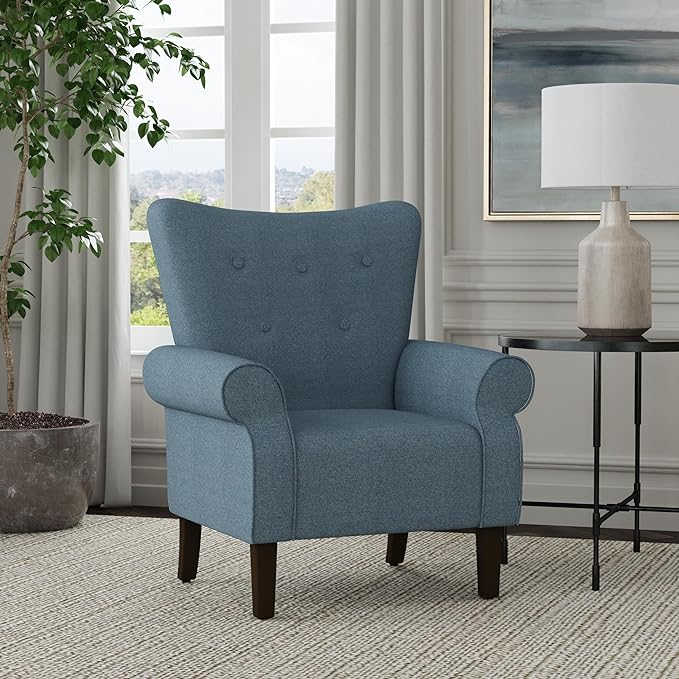 Home Decor | Upholstered Rolled Arm Wingback Accent Chair | Accent Chairs - Image 2