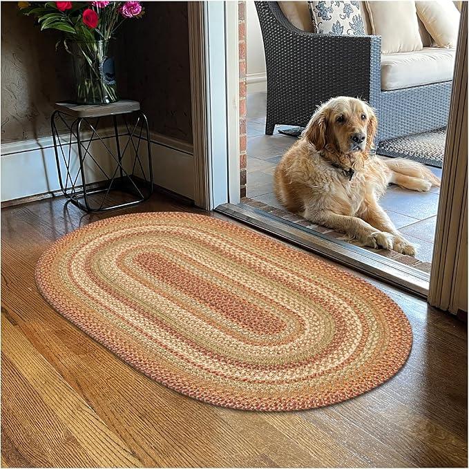 Homespice 2x3' Brown Oval Braided Rug. Harvest Brown Jute Oval Rug. Uses- by Homespice