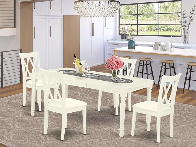 East West Furniture DOCL5-LWH-C 5 Piece Dinette Set - Image 2
