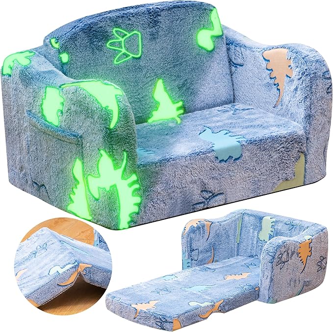 Lamerge 2-in-1 Toddler Couch, Glow in The Dark Baby Floor Bed, Foldable Toddler by LAMERGE-GROWWITHLOVE