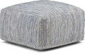 SIMPLIHOME Nate 20-inch Wide Square Pouf in Patterned Denim Mélange, Handwoven by SimpliHome