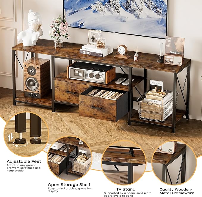 Homeiju TV Stand for TVs up to 75 Inch, Entertainment Center - Image 4