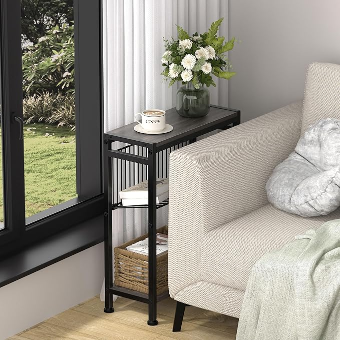 End Table for Small Space, 3-Tier Narrow Side Table - Image 9