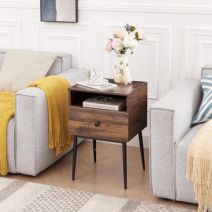 VECELO Modern Nightstands Set of 2, Square End Side Table - Image 5