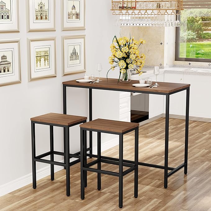 Aklaus Bar Table and Chairs Set 44" Dining Table Set Pub Bar Table - Image 8