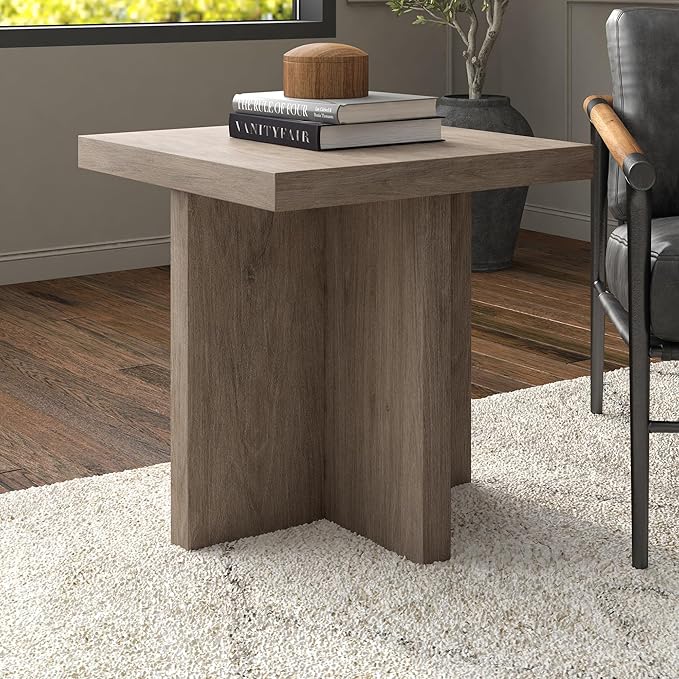 Henn&Hart 22" Wide Square Side Table in Weathered Gray, - Image 2