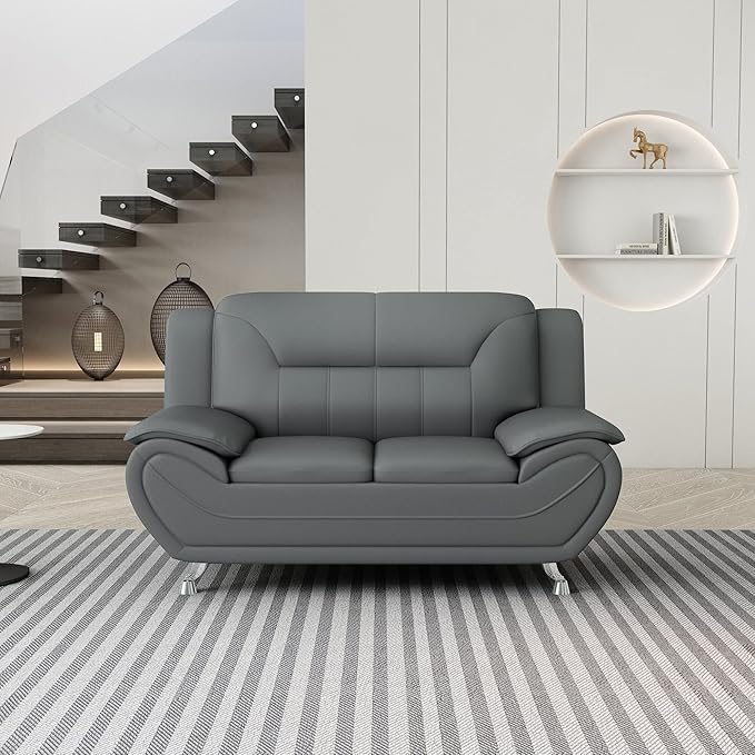 Container Furniture Direct Michael Modern Faux Leather Upholstered Stainless - Image 12