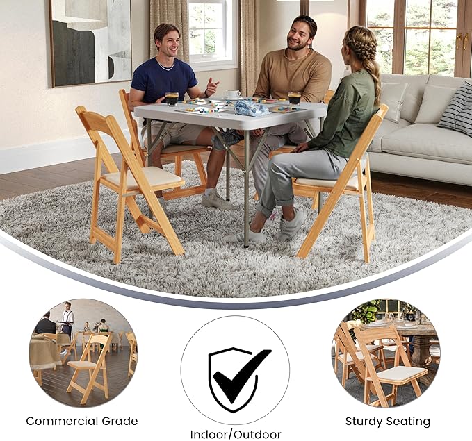 Flash Furniture 2 Pack HERCULES Series Natural Wood Folding Chair - Image 5