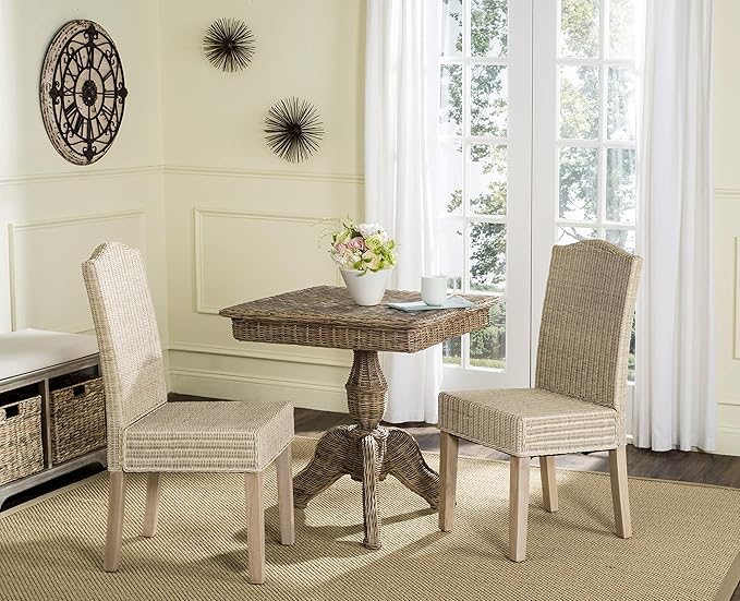 SAFAVIEH Home Collection Odette Grey Wicker Dining Chair - Image 2