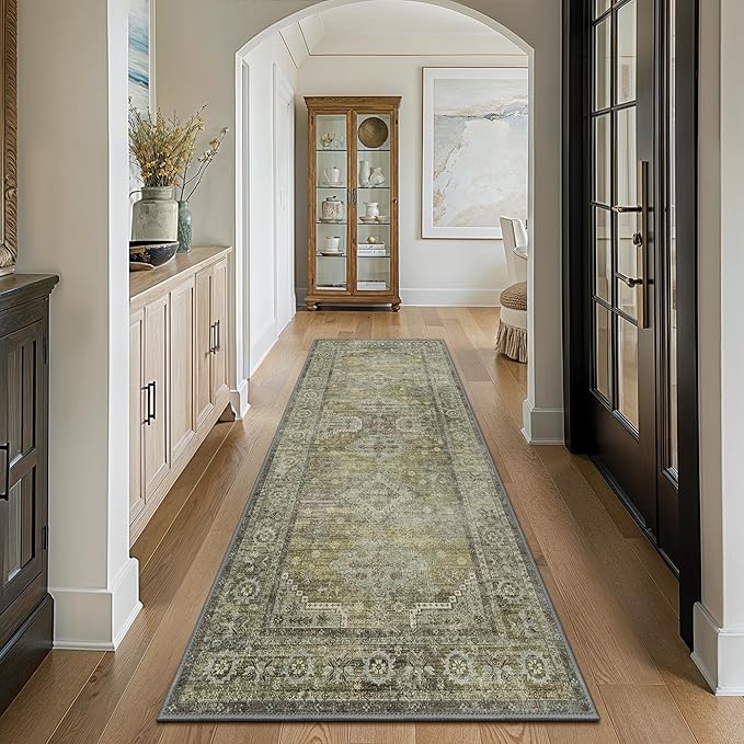 GENIMO Runner Rug 2x12 Non Slip Machine Washable Vintage Hallway Runner Rugs by GENIMO