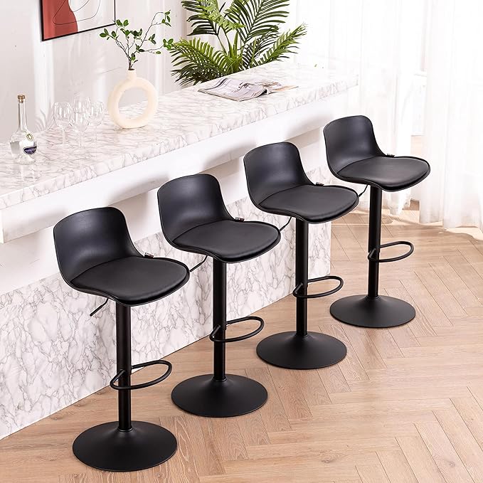 YOUTASTE Black Bar Stools Set of 2 Counter Height Bar Stool Upholstered - Image 9