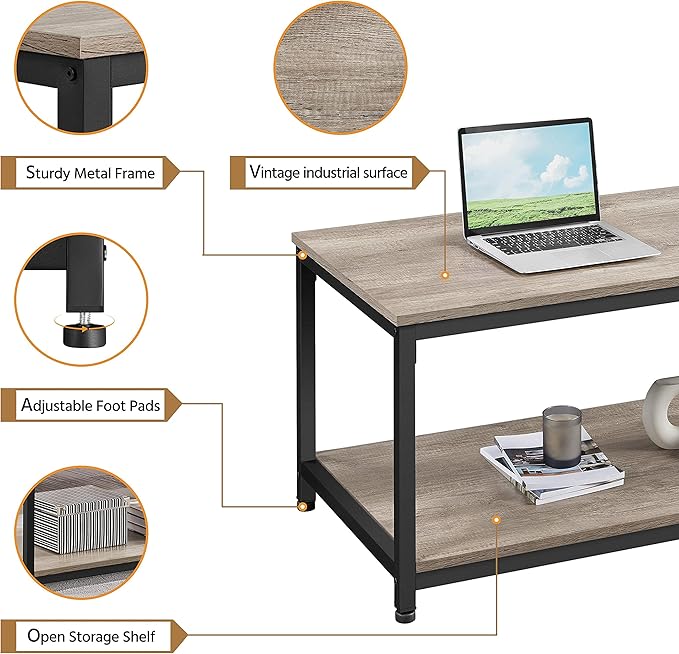 Yaheetech 39.5" 2-Tier Coffee Table - Image 5