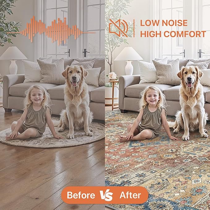 GENIMO 6x9 Area Rugs for Living Room, Machine Washable Non Slip Vintage Rugs - Image 7