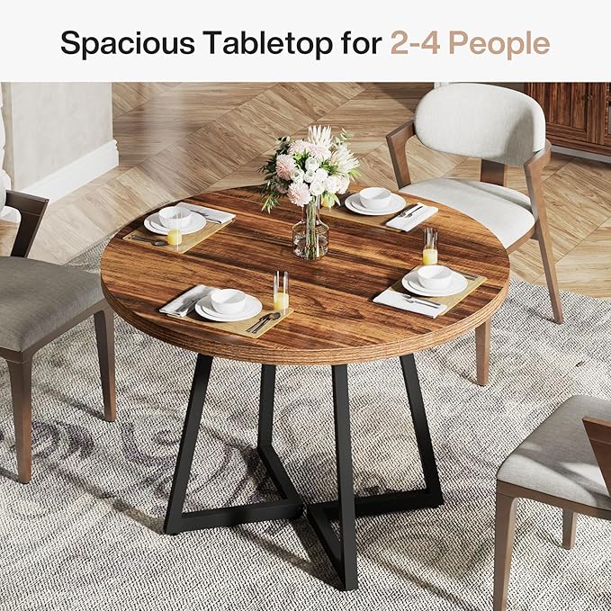 Tribesigns Round Dining Table for 2, 31.5" Industrial Dinner Table - Image 7