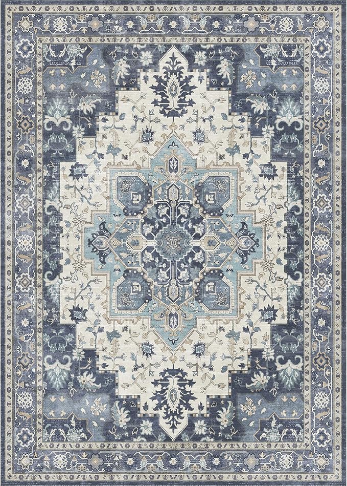 GENIMO 9x12 Area Rugs for Living Room, Machine Washable Non Slip Vintage Rugs - Image 8