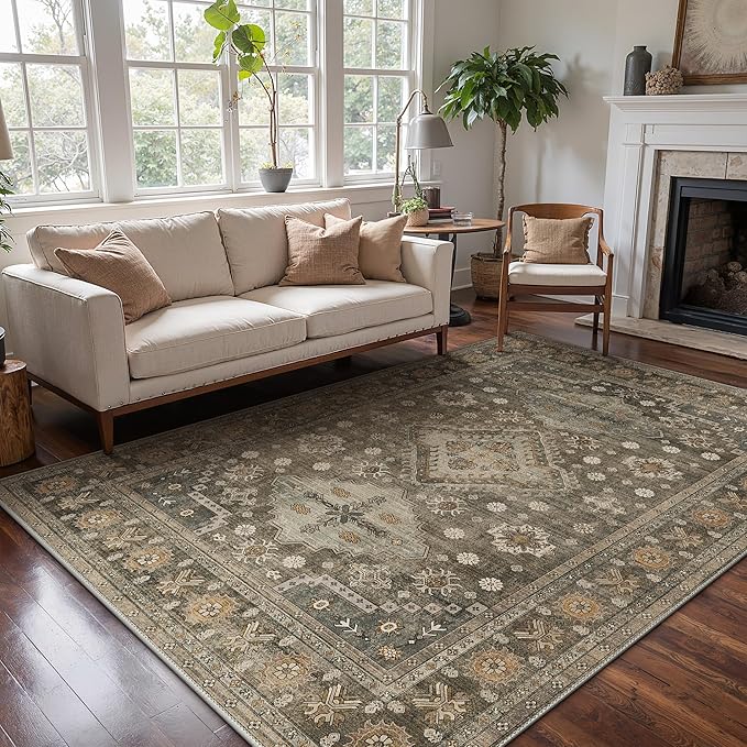 GENIMO 8x10 Area Rugs for Living Room, Machine Washable Low Pile Rugs, Non Slip by GENIMO