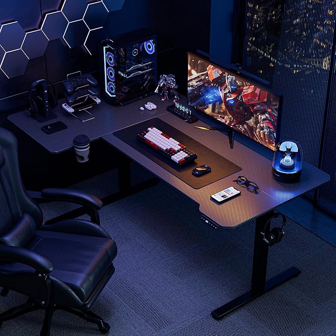 71 Inch L Shaped Standing Desk Adjustable Height, Gaming Electric Corner - Image 2