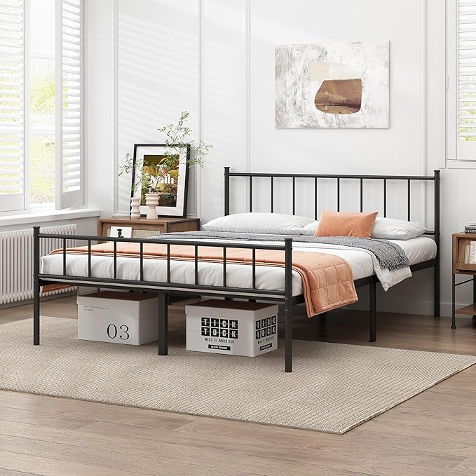 Queen Bed Frame-Classic Metal Platform Bed Frame, Mattress Foundation - Image 3