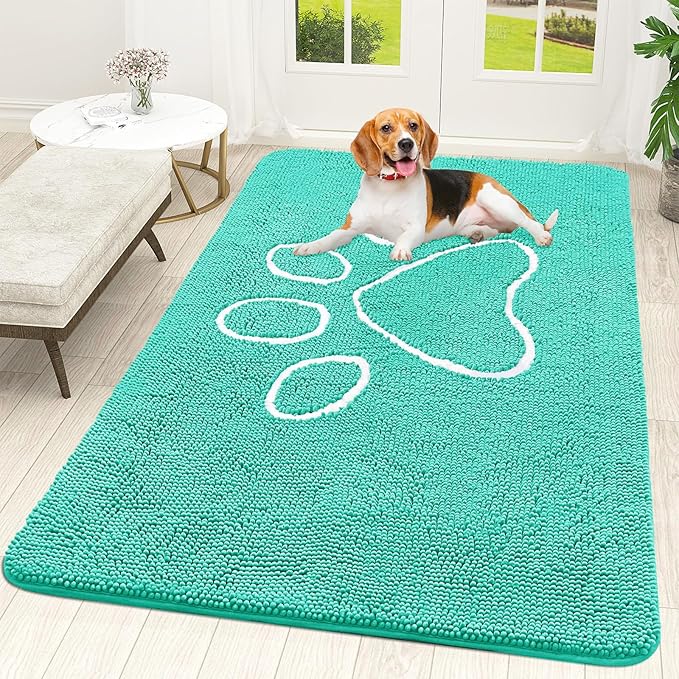 OLANLY Door Mat for Muddy Dog Paws 59x35, Ultra Absorbent Chenille Mud Doormat by OLANLY