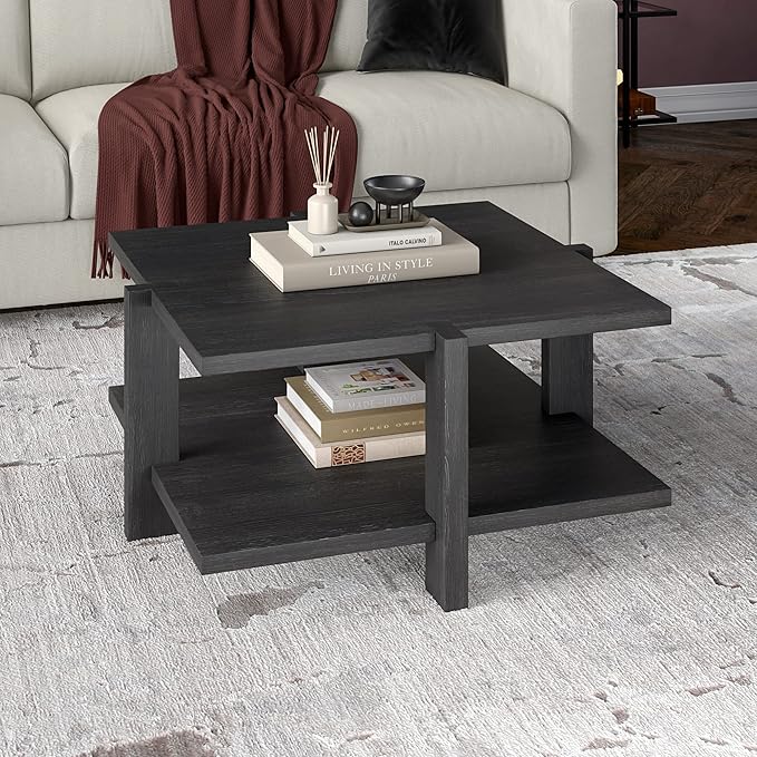 Henn&Hart 35" Wide Square Coffee Table in Charcoal Gray, - Image 6