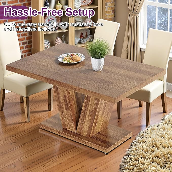 47" Dining Table, Wooden Kitchen Dinner Table Heavy Duty, Farmhouse Table - Image 7
