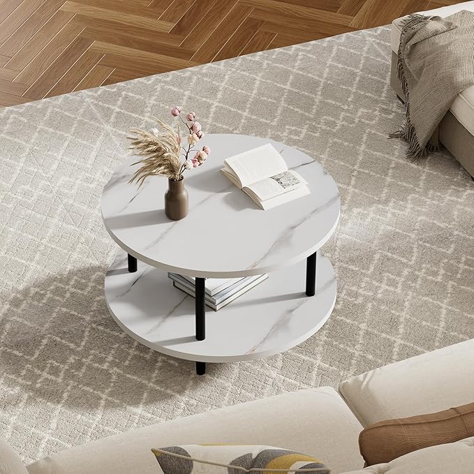 Round Coffee Table, 23.6" Circle Coffee Table - Image 7