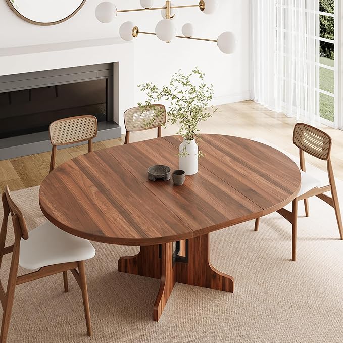 Feonase 59" Round Extendable Dining Room Table by FEONASE