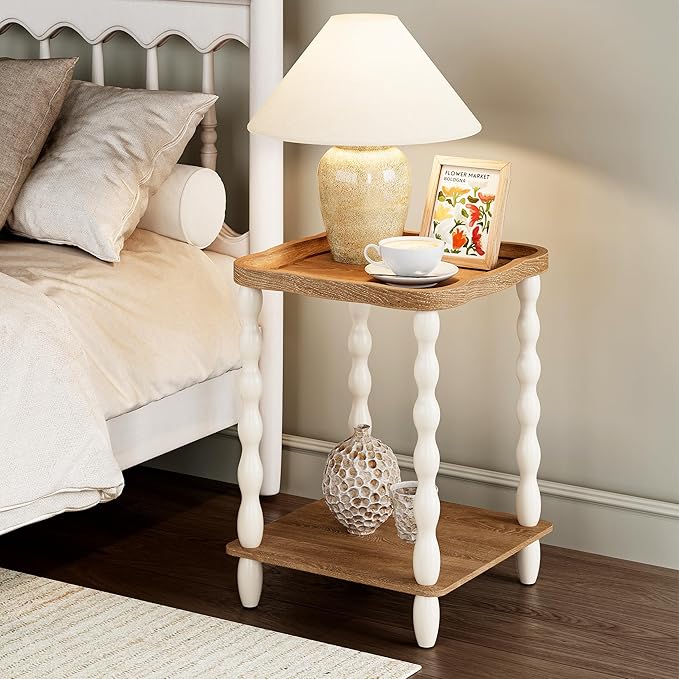 karlott End Table, 2-Tier Farmhouse Side Table, 18.9'' Handcrafted Weathered - Image 7
