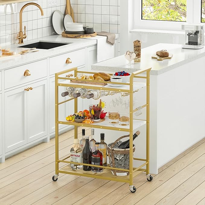 3 Tier Bar Cart, Home Bar Serving Cart - Image 3