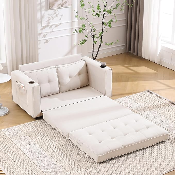 ERYE Modern Upholstered Loveseat Sofa Foldable Convertible Floor Sofabed - Image 5