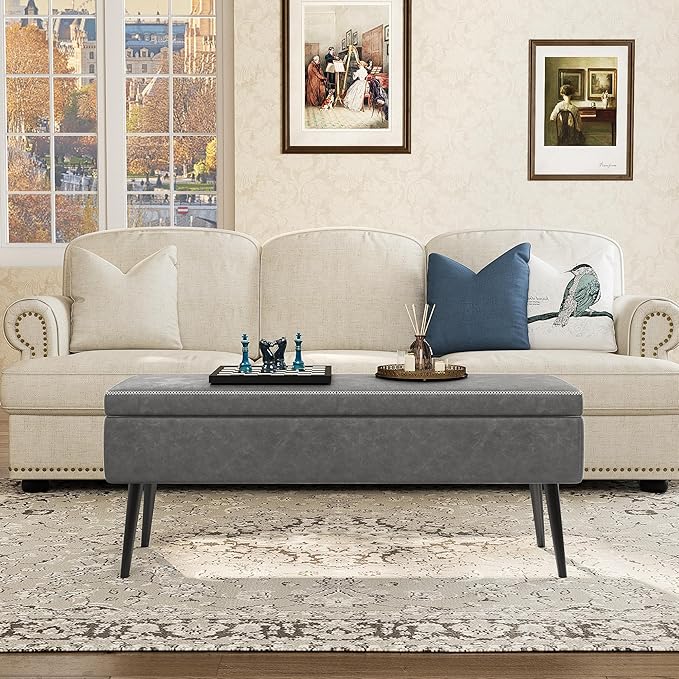 GarveeHome Storage Ottoman Bench, Mid-Century Modern Entryway Bedroom Bench - Image 6