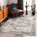 3'x5' Deep Khaki Vintage Washable Thin Area Rug Traditional Floor Cover by CHAMPLANT