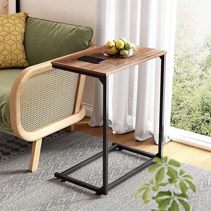 WLIVE Wide Snack Side Table, C Shaped End Table - Image 4