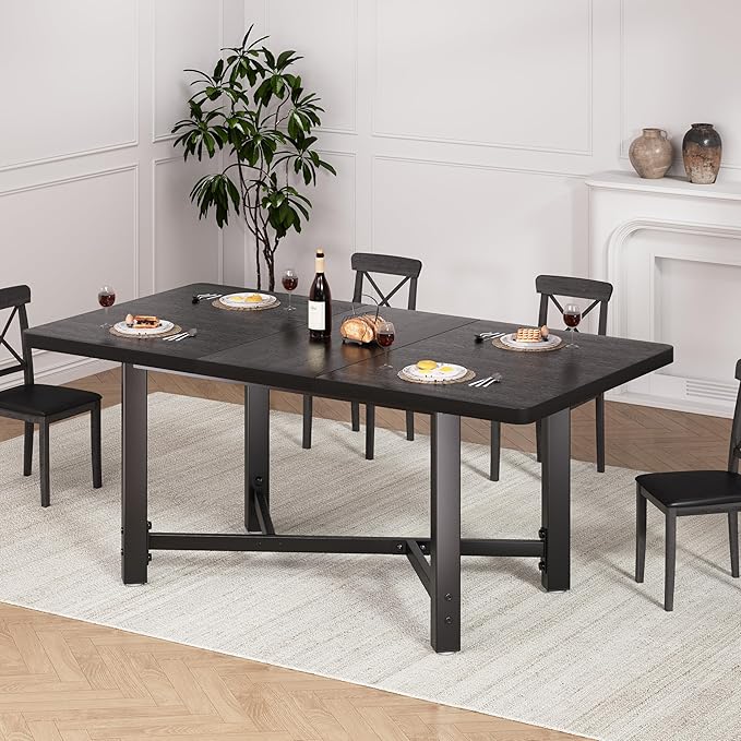 Dining Table for 4-6, 62“Extendable Round Kitchen Dining Room Table, Space - Image 4