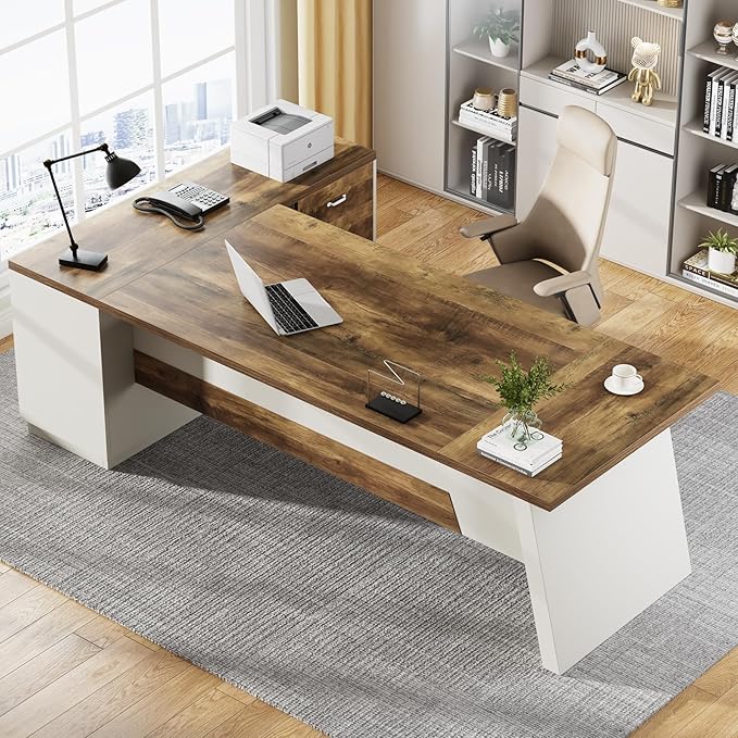 Tribesigns 78" L-Shaped Executive Desk, Large Modern Office Desk - Image 3
