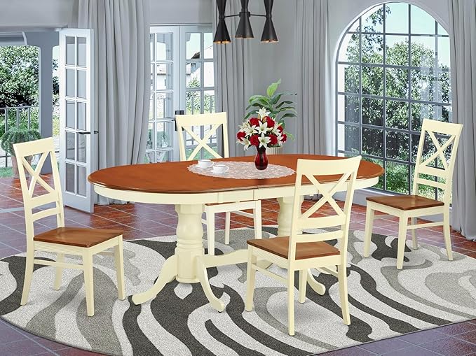 East West Furniture PLQU5-WHI-W 5 Piece Modern Dining Table Set Includes an - Image 2