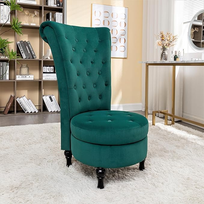 Container Furniture Direct Royal High-Back Velvet Accent Chair - Image 16