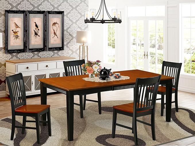 East West Furniture QUNO5-BCH-W 5 Piece Kitchen Table & Chairs Set Includes a - Image 2