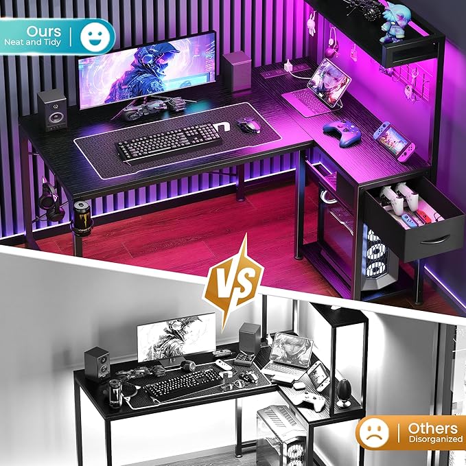 PRAISUN L Shaped Gaming Desk - Image 6