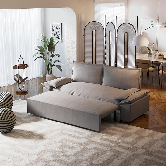 ERYE 73.2" Queen Size Sleeper Sofabed Modern 3 in 1 Convertible Loveseat - Image 4