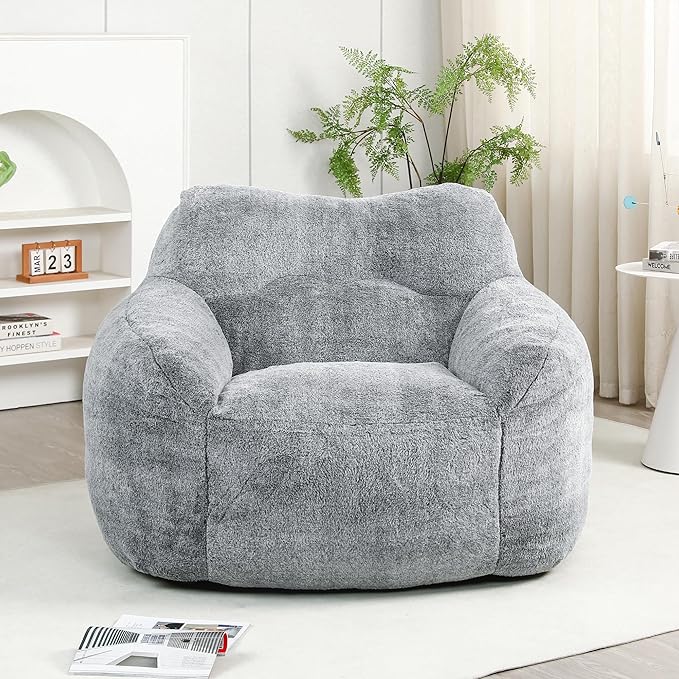 Furniliving Bean Bag Chair, Giant Bean Bag Chair Stuffed Floor Sofa - Image 3