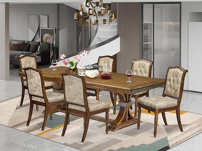 NEMA7-AWA-36 7 Pieces Dining Room Set Includes a Rectangular Dining Table and 6 by LuxebyEastWestFurniture