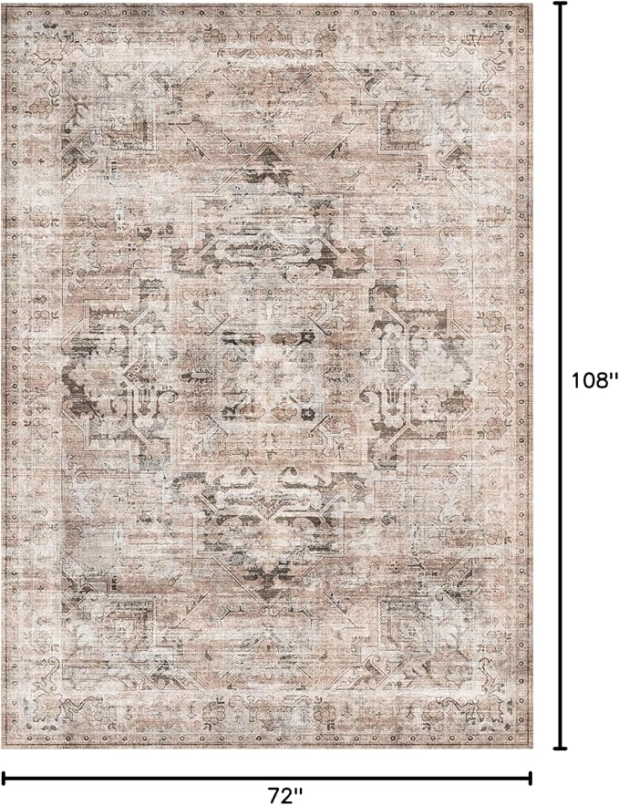 GENIMO 6x9 Area Rugs for Living Room, Machine Washable Non Slip Vintage Retro - Image 2