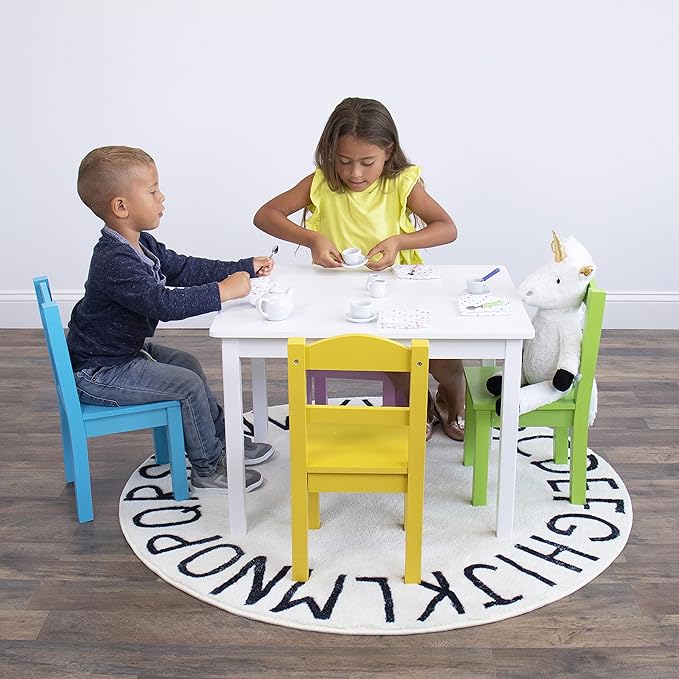 Humble Crew Kids Wooden Table and 4 Chairs Set, and Snack Time - Image 2