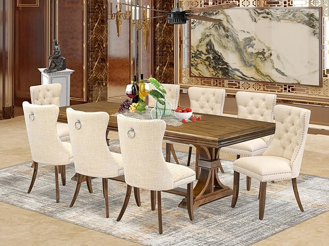 NEDA9-AWA-32 9-Piece Xtenczar Dining Table Set Includes a Rectangle Table and 8 by LuxebyEastWestFurniture