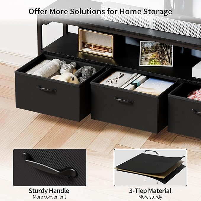 JUSTOGO TV Stand with Mount and Power Outlet, TV Stand Mount with Storage - Image 5