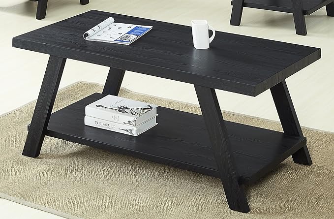 Roundhill Furniture Athens Contemporary Replicated Wood Shelf Coffee Table in - Image 3