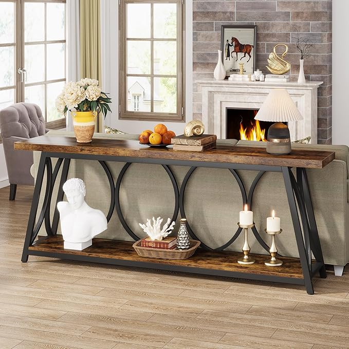 Tribesigns 70.9 inch Extra Long Console Table, Industrial Sofa Table Behind - Image 5