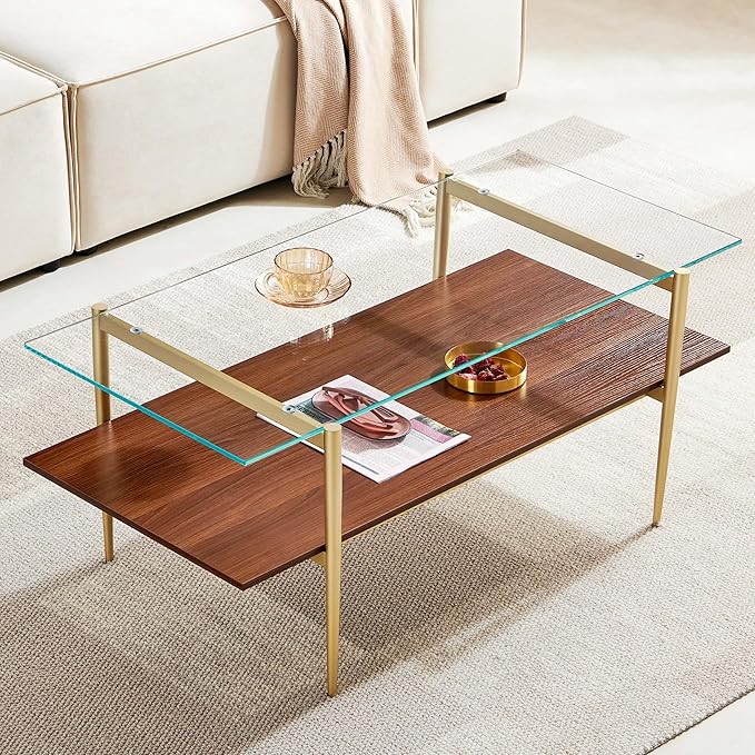 AGV LIGHTING Tadio Glass Coffee Table, Mid-Century Modern Coffee Table by AGVLightning