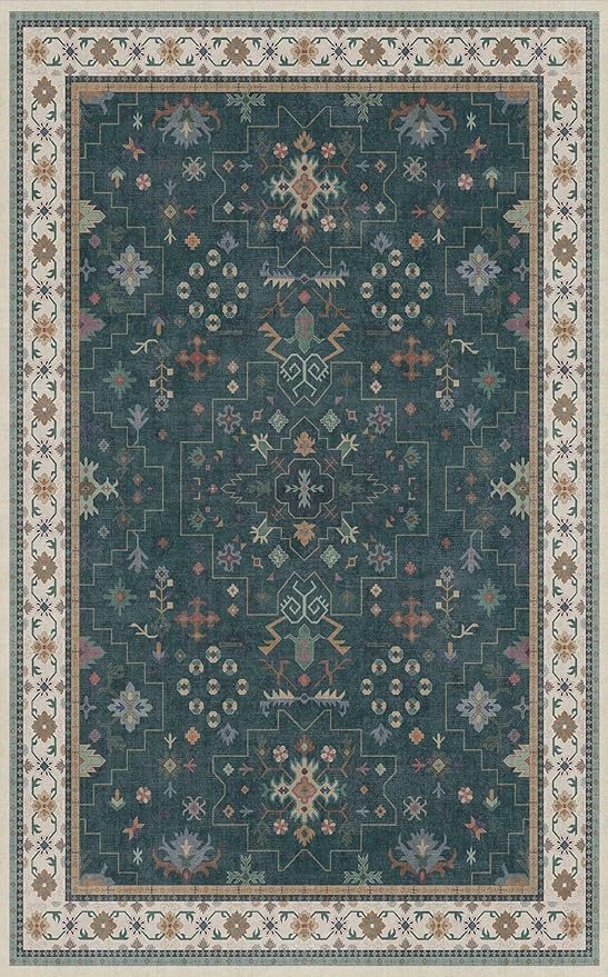 Dark Green Oushak 5x8 Living Room Rug - Image 2